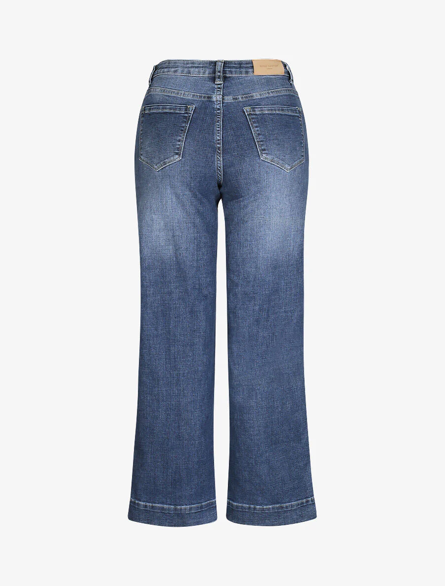 Jean met hoge taille en verbleekt - Blauw denim - Image 2