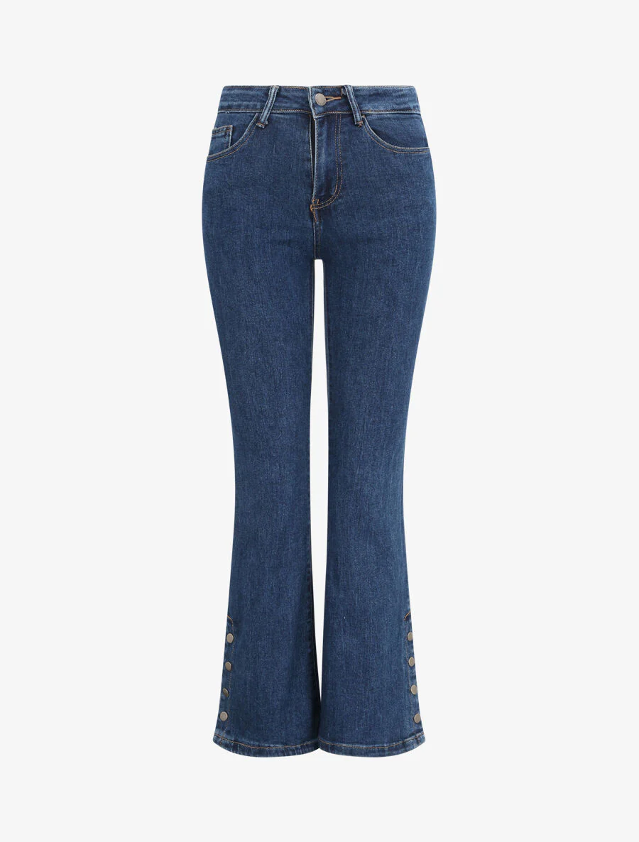 Jean met hoge taille met knoopsluitingen - Blauw denim