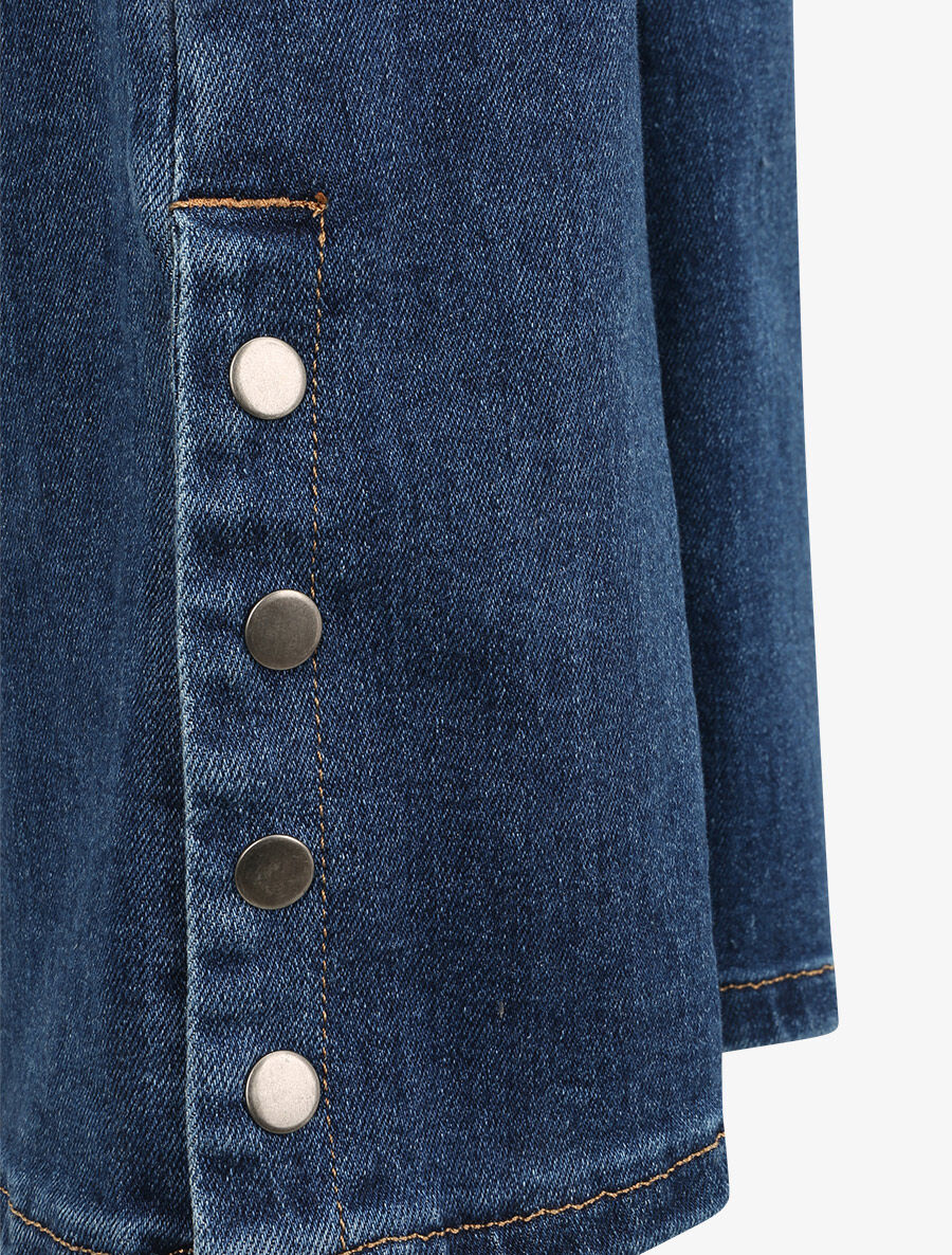 Jean met hoge taille met knoopsluitingen - Blauw denim - Image 3