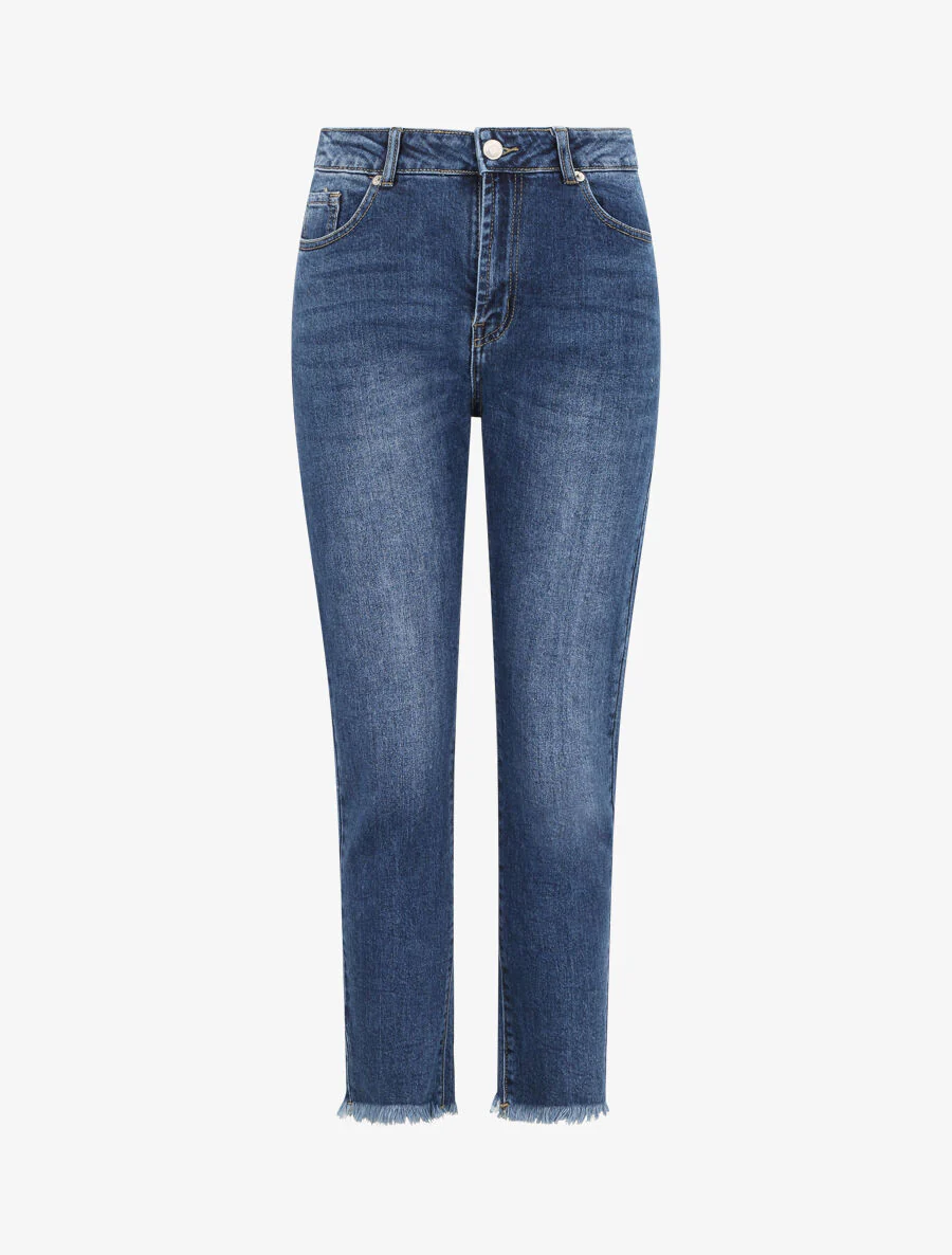 Jean met hoge taille met scherpe zoom - Blauw