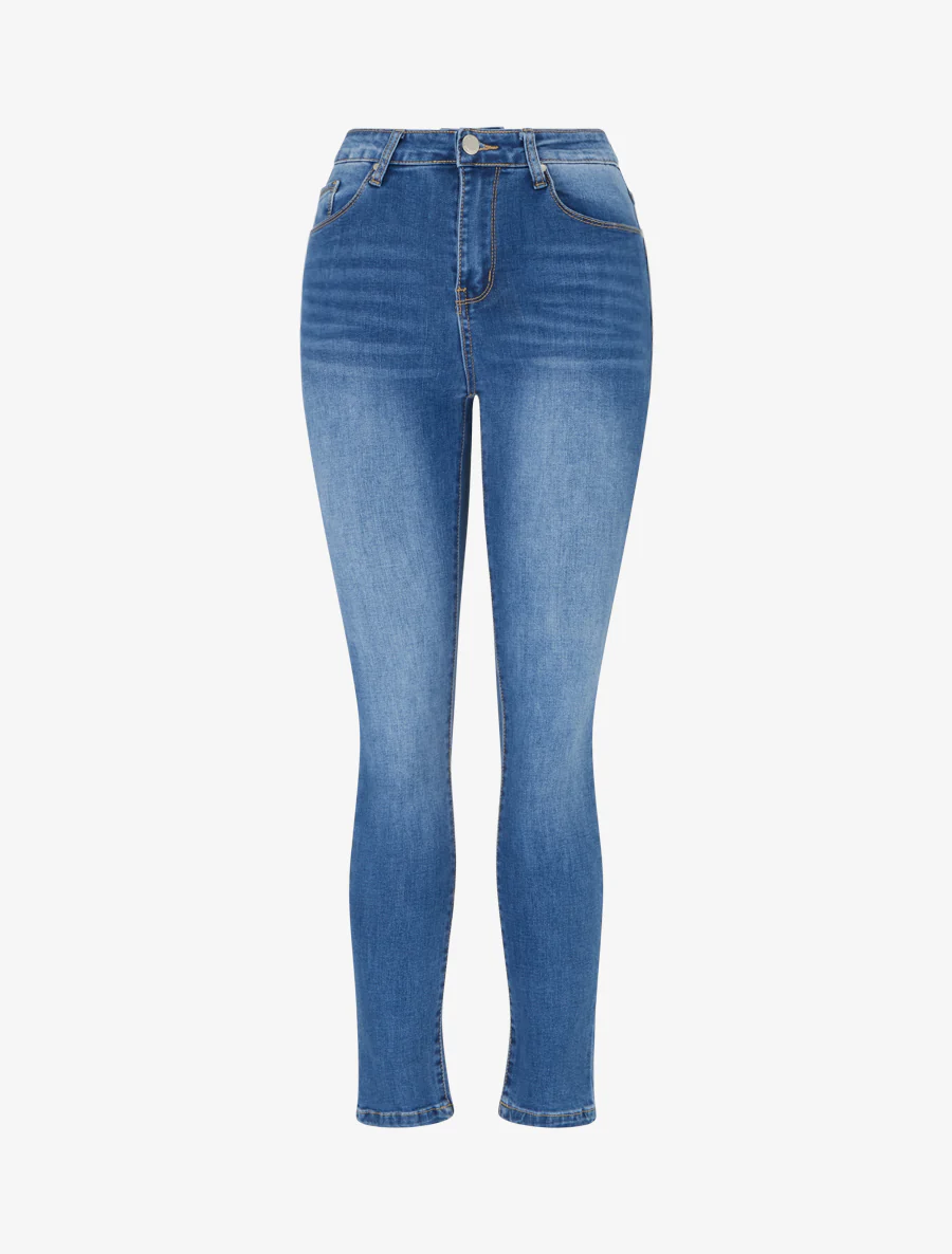 Jean met hoge taille, skinny fit - Blauw