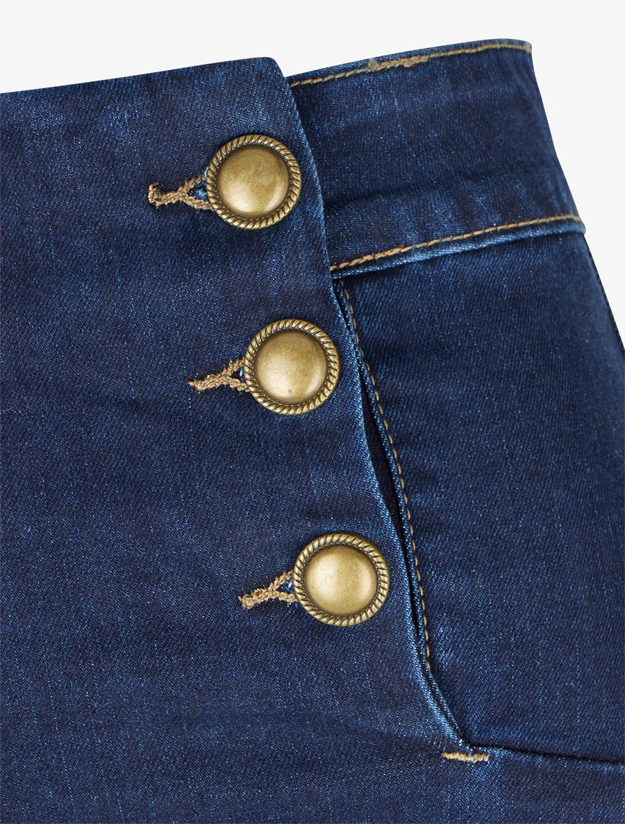Jean met knoopsluiting en rechte snit - Blauw - Image 3