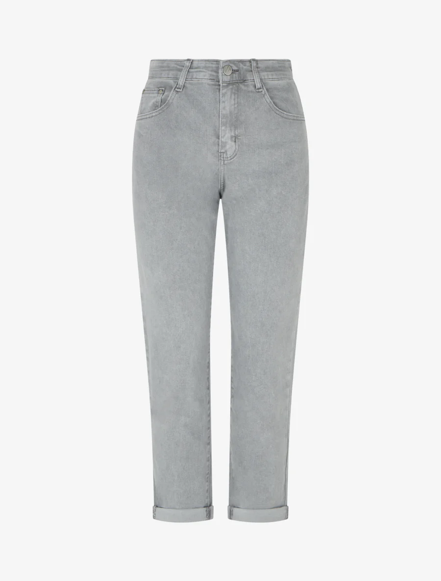 Jean met omgeslagen zoom, mom fit - Grijs