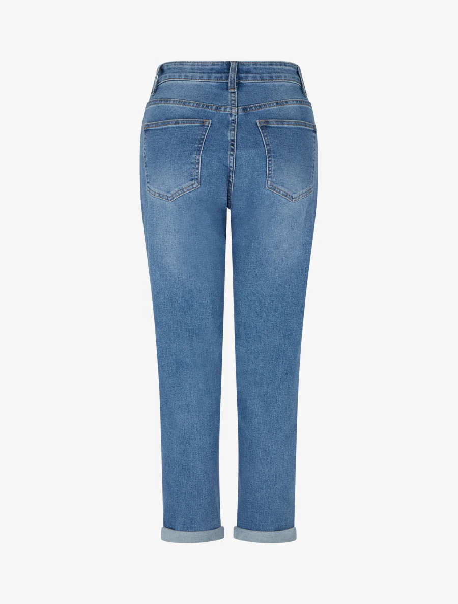 Jean met omgeslagen zoom, mom fit - Blauw - Image 2