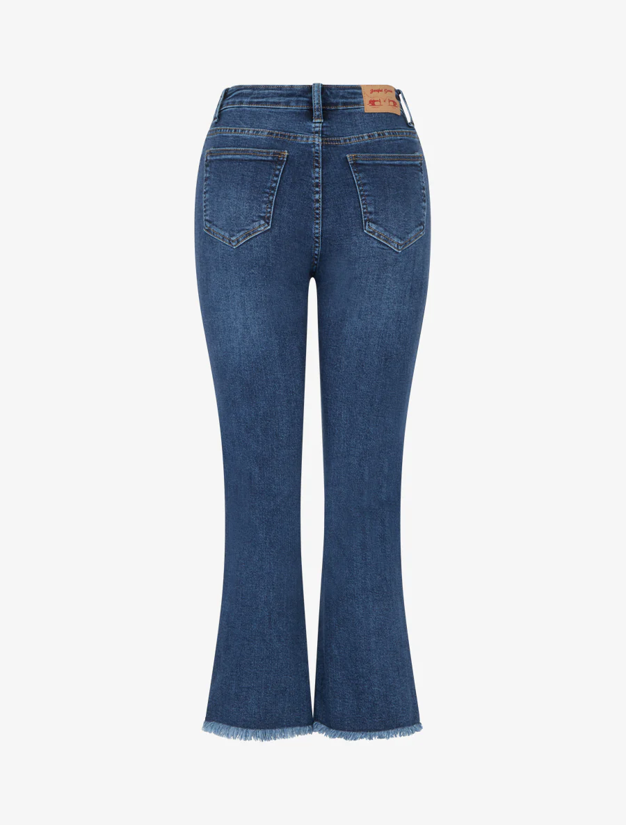 Jean met rafelige zomen en rechte snit - Blauw - Image 2