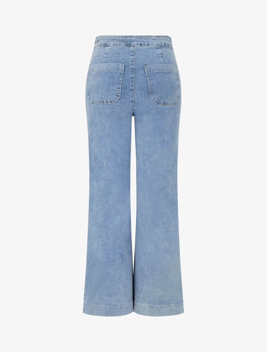 Jean met rechte pijpen en knopen. - Blauw - Image 2