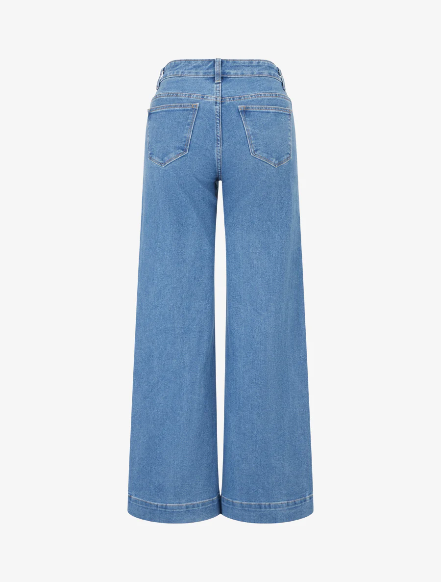Jean met rechte pijpen en wijde pasvorm. - Blauw - Image 2