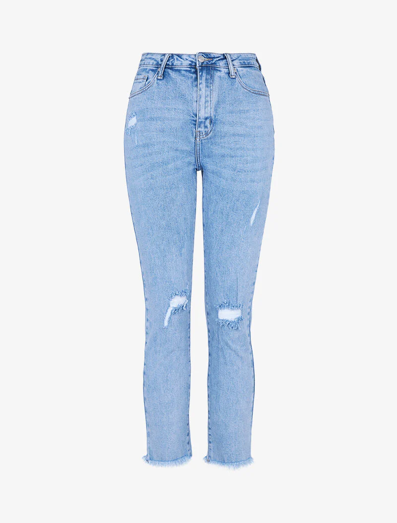 Jean met scheuren in de boyfriend-stijl - lichtblauw - Image 3