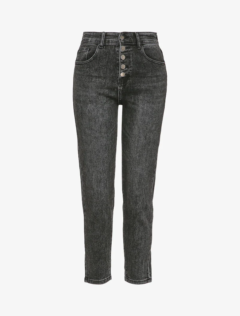 Jean met standaard taille knoopsluiting - Donkergrijs - Image 4