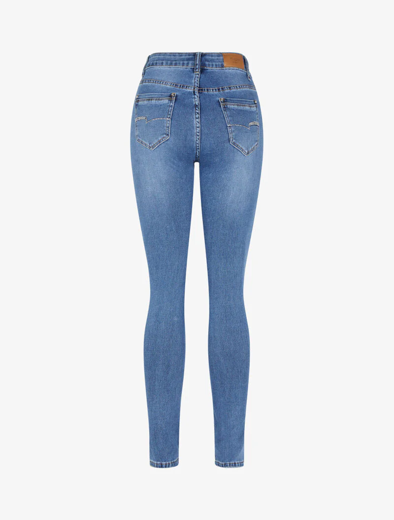 Jean met strass versierde achterzakken - blauw denim - Image 4