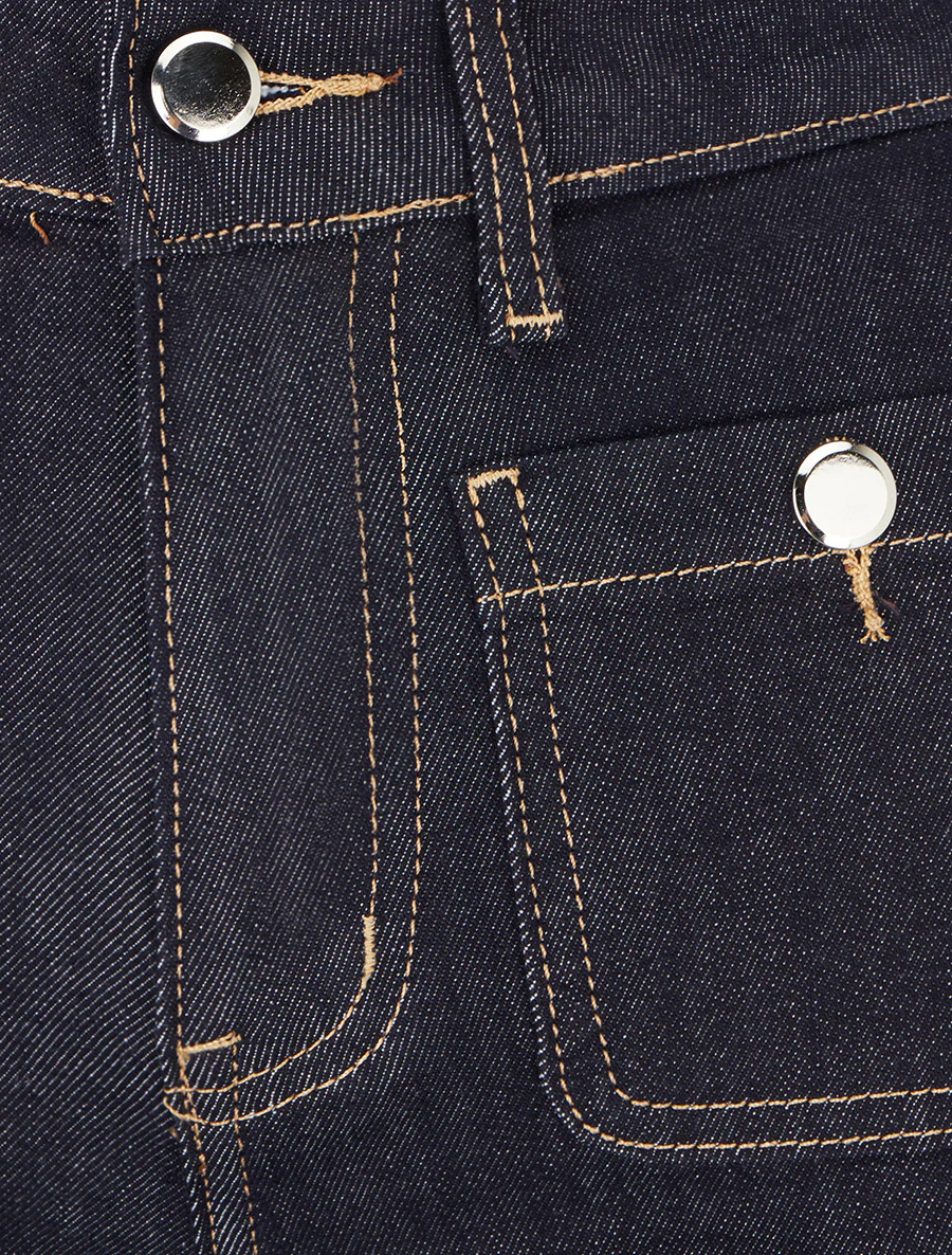 Jean met wijde pijpen en decoratieve knopen, rechte snit - Ongerept blauw - Image 3