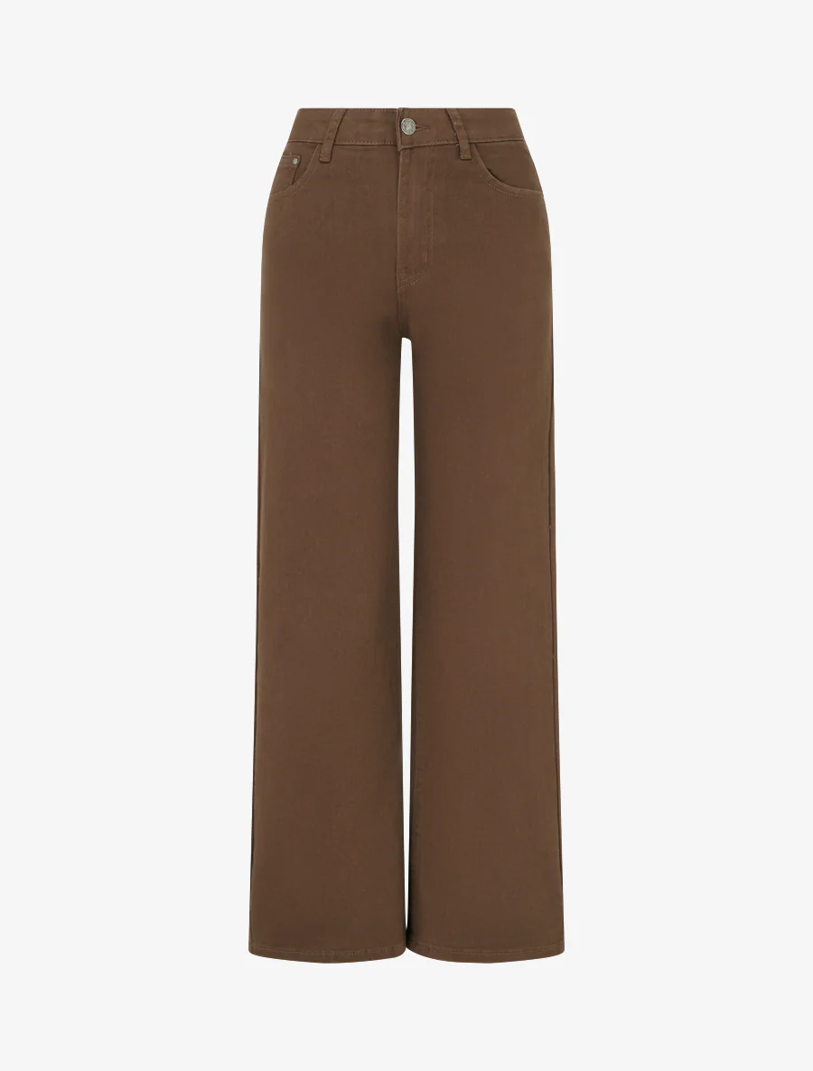 Jean met wijde pijpen en hoge taille - Bruin