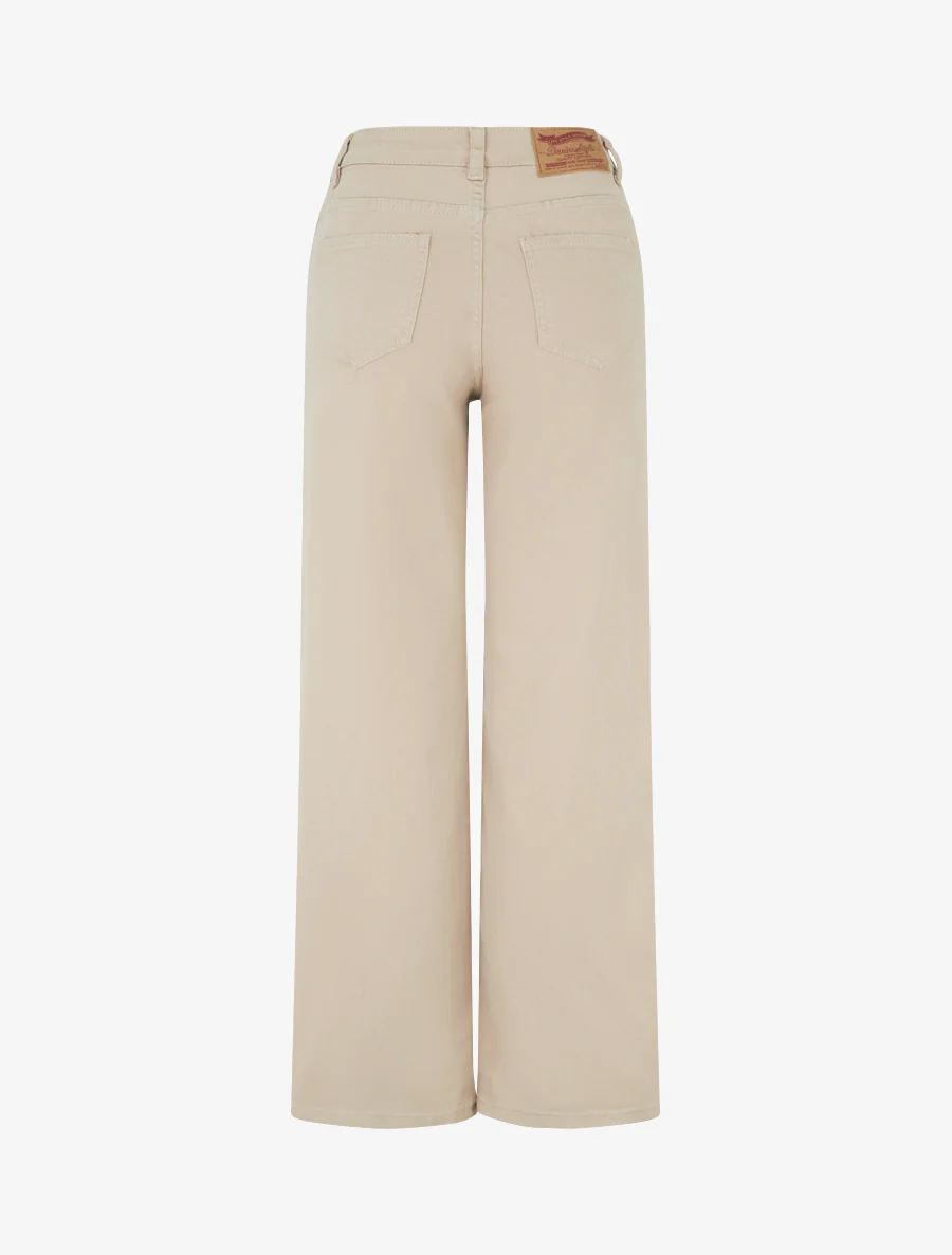 Jean met wijde pijpen en hoge taille - Beige - Image 2