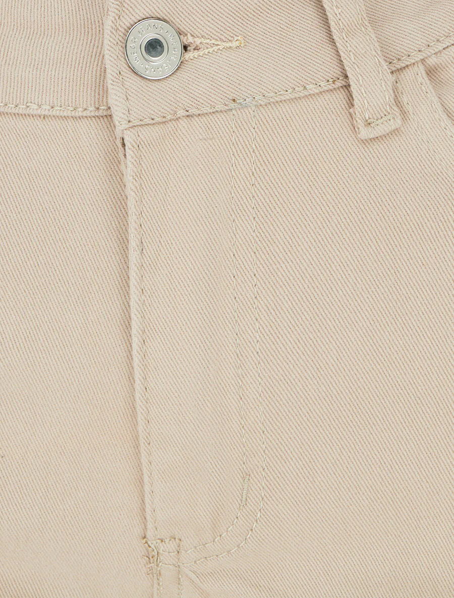 Jean met wijde pijpen en hoge taille - Beige - Image 3