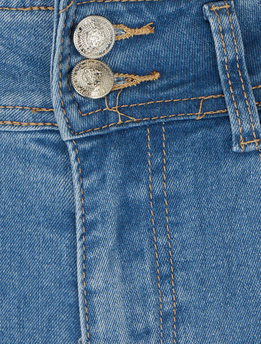 Jean met wijde pijpen en hoge taille in rechte snit - Blauw - Image 3