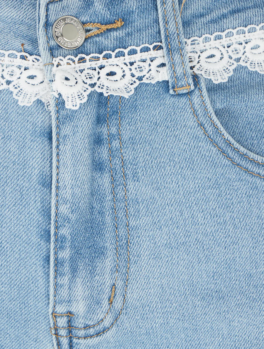 Jean met wijde pijpen en kant - Blauw - Image 3