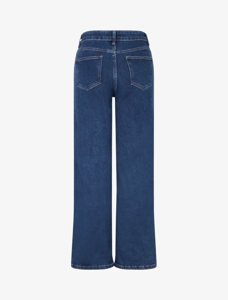 Jean met wijde pijpen en rechte snit met 4 zakken - Blauw - Image 2