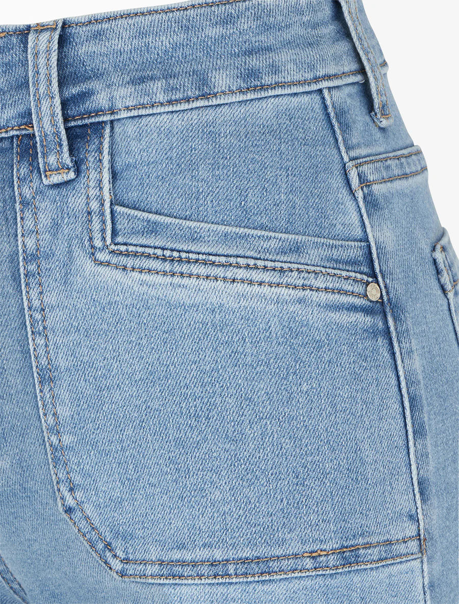 Jean met wijde pijpen en rechte snit met 4 zakken - Blauw - Image 3