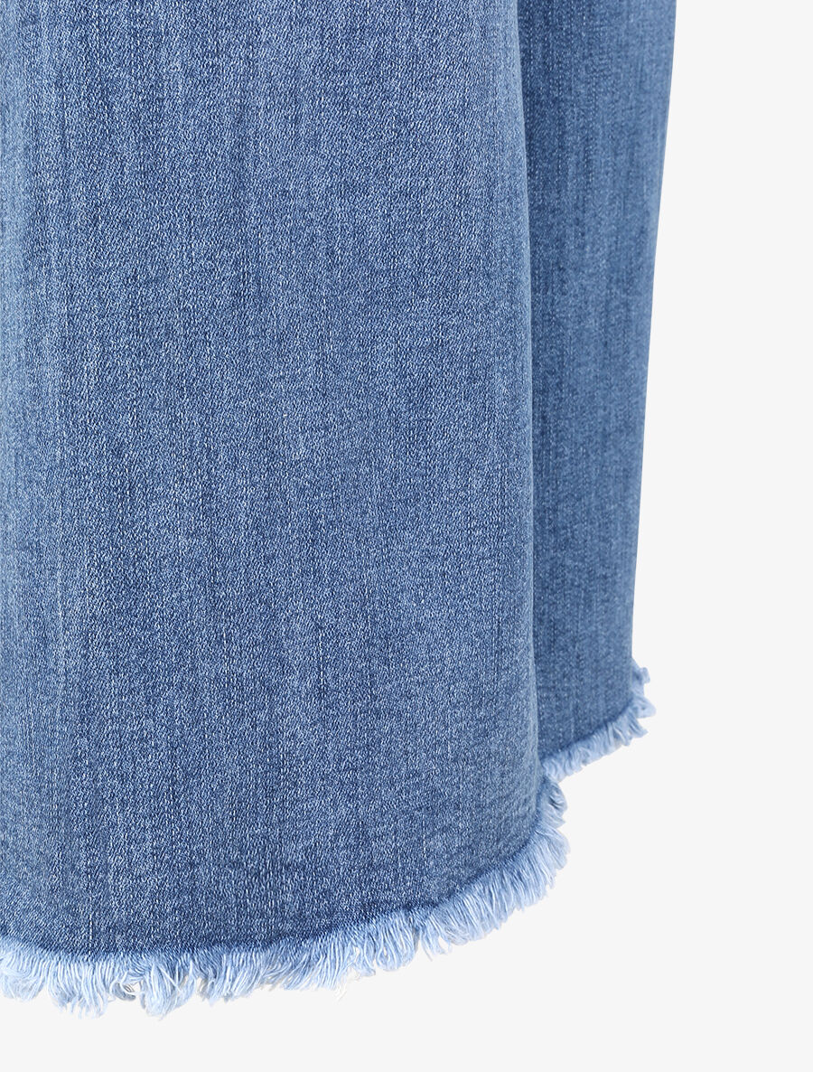 Jean met wijde pijpen en versleten randen - Blauw denim - Image 3
