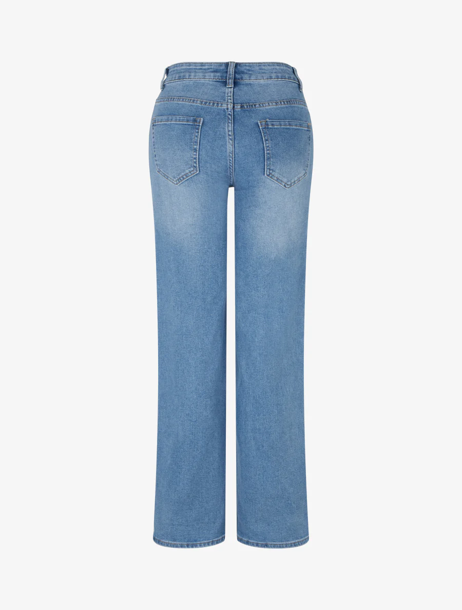 Jean met wijde pijpen, lichtgewassen rechte pasvorm - Blauw - Image 2