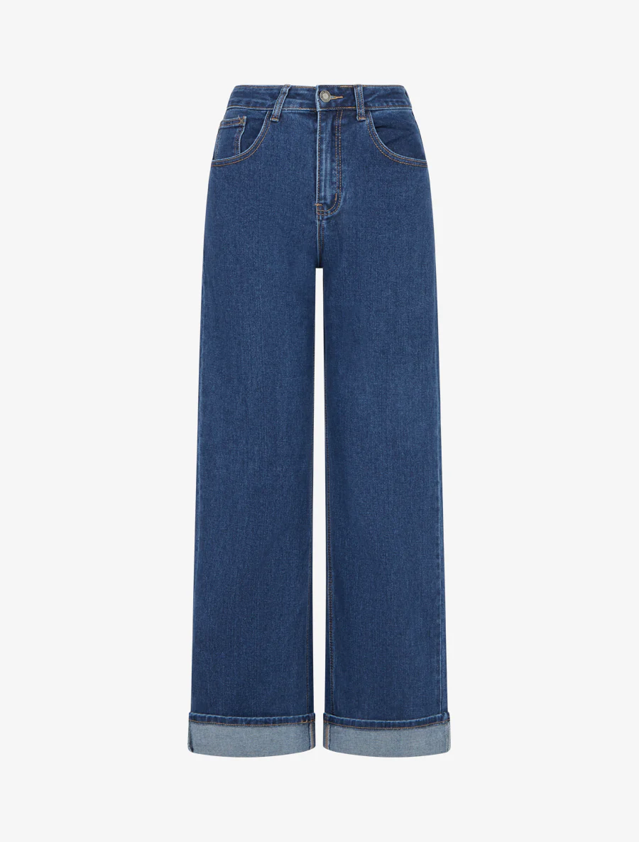 Jean met wijde zoom - Blauw
