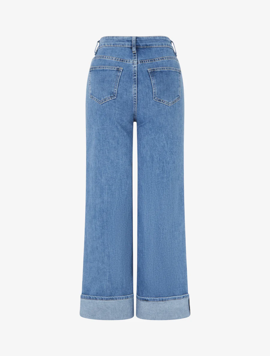 Jean met zoom en diagonale knopen rechte snit - Blauw - Image 2