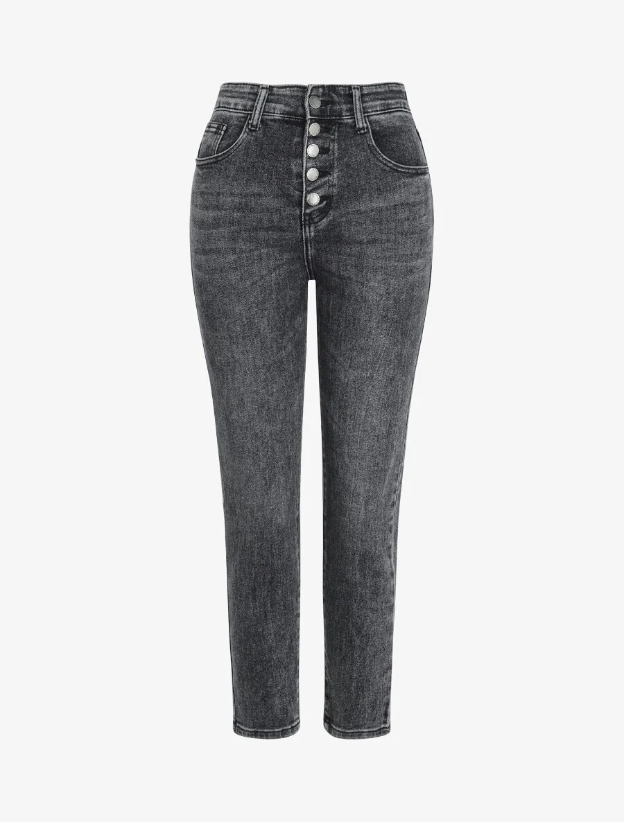 Jean mom 7/8 - Donkergrijs