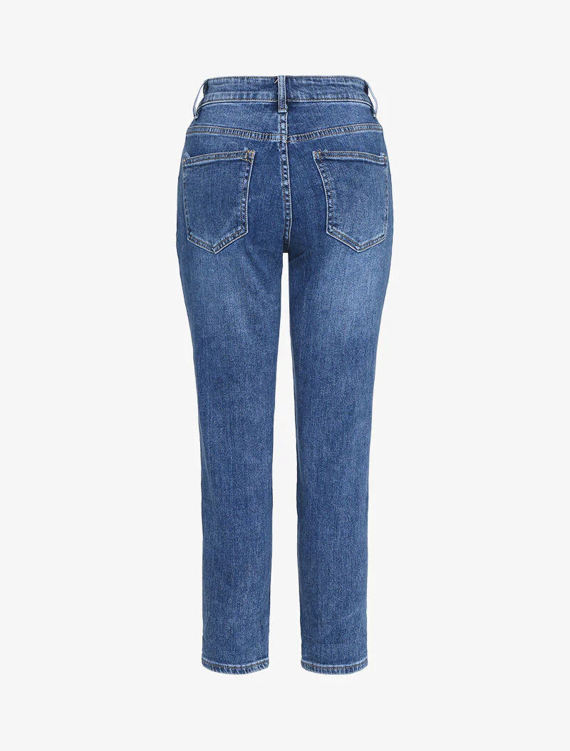 Jean mom fit vervaagd - raw denim - blauw denim - Image 2
