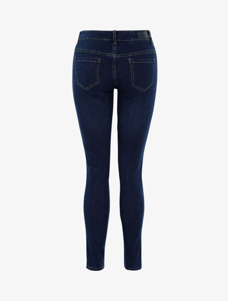 Jean mom hoge taille met fluwelen band - blauw denim - Image 3