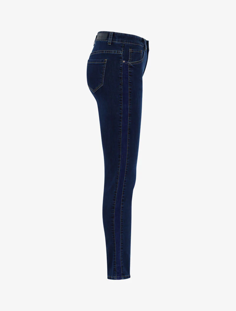 Jean mom hoge taille met fluwelen band - blauw denim - Image 4