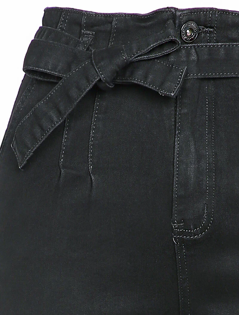 Jean mom met empire taille gestileerd - Zwart - Image 3