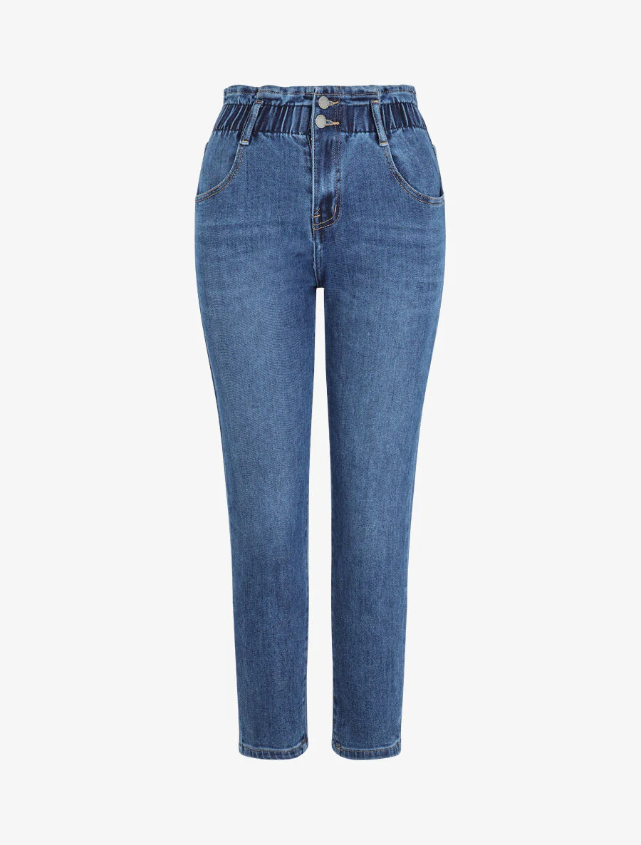 Jean met elastische tailleband - Blauw