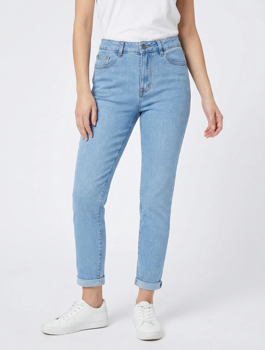 Jean mom met zoom - Blauw - Image 4