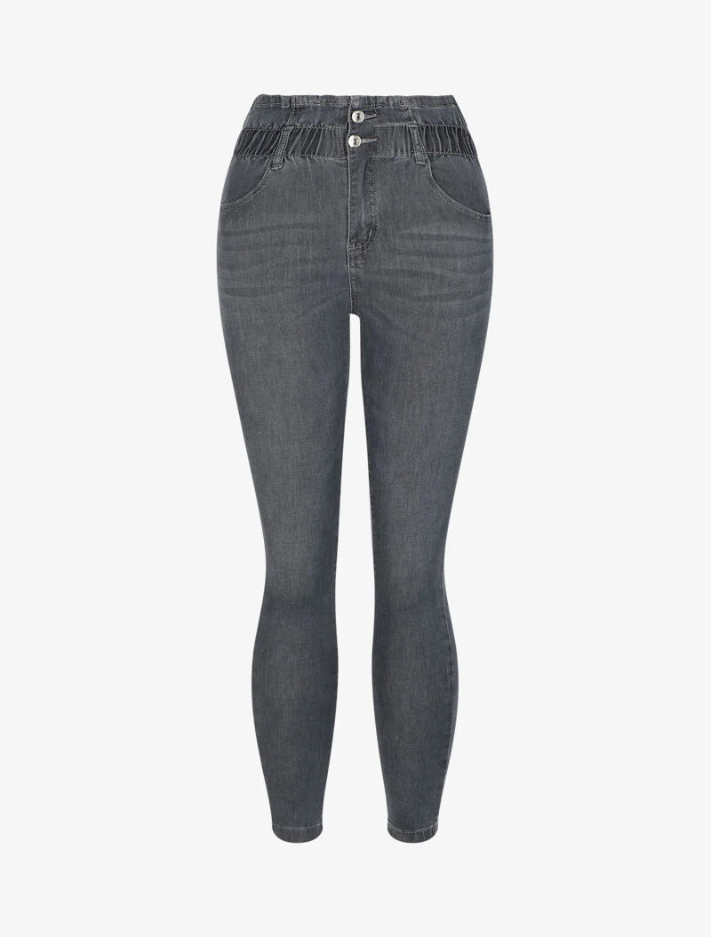 Jean paperbag skinny fit - Antraciet