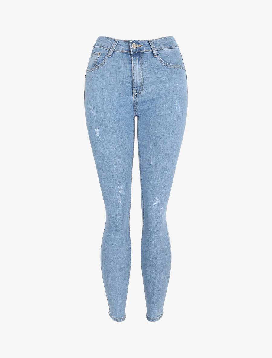 Jean push up met krasdetails - Lichtblauw - Image 3