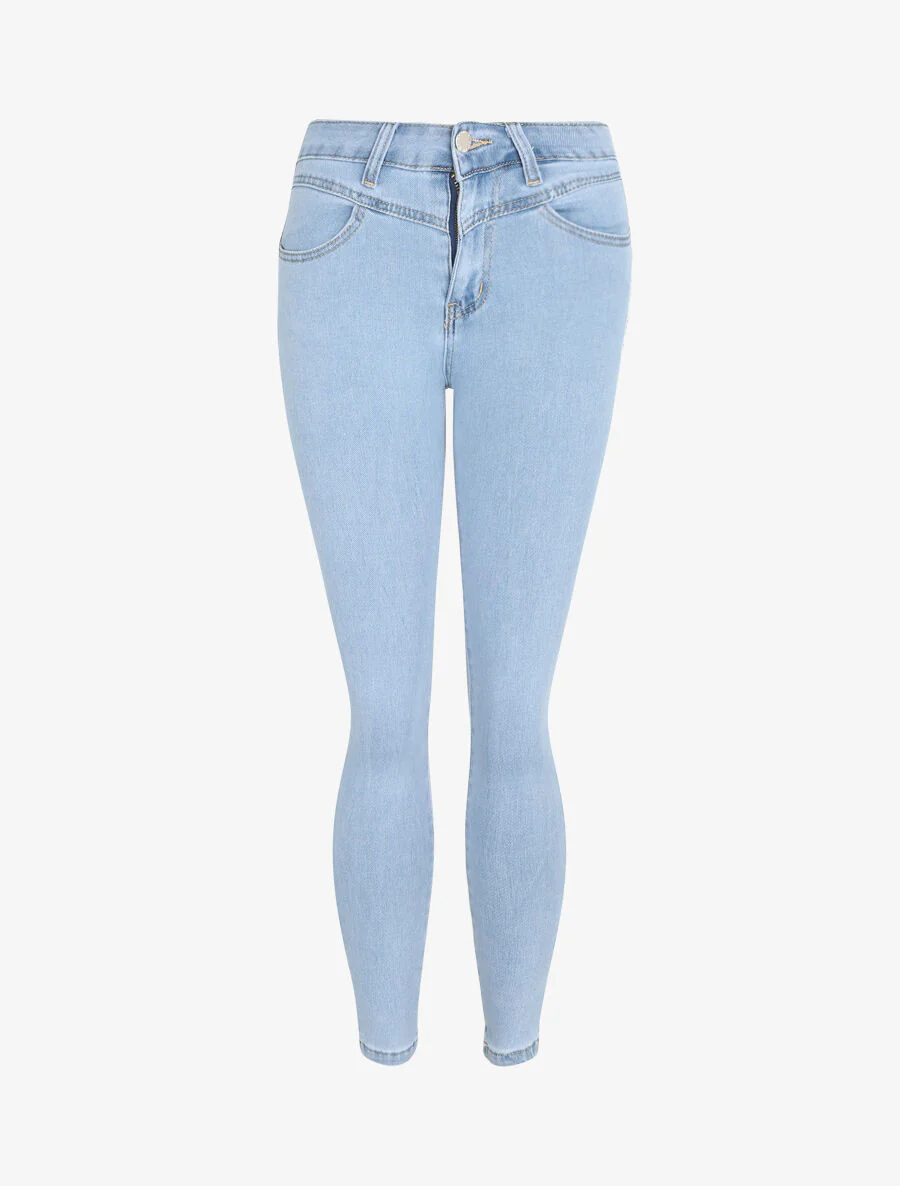 Jean push up met hoge taille - Blauw