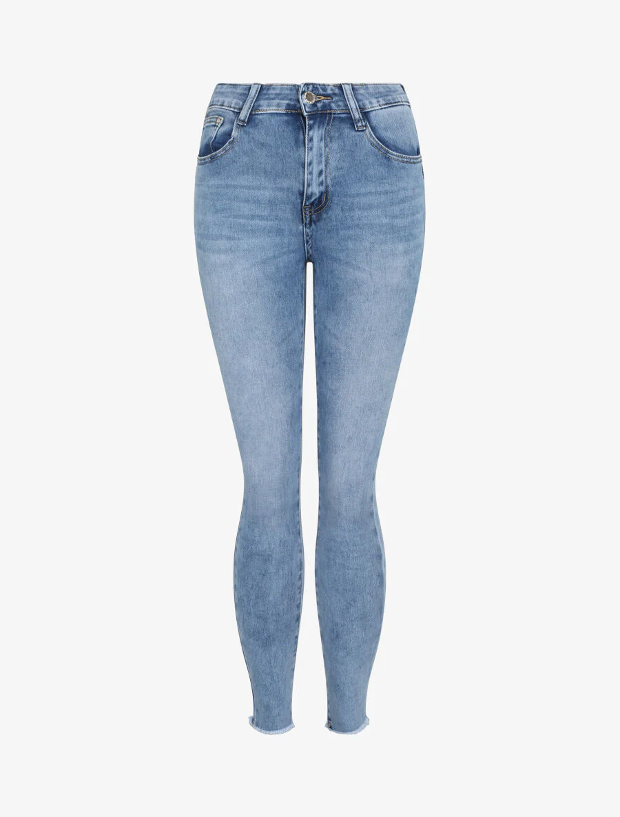 Jean push up met scherpe zoom - Lichtblauw