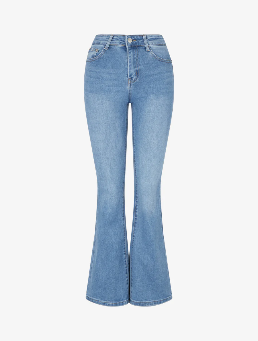 Jean push-up met uitlopende pijpen - Blauw
