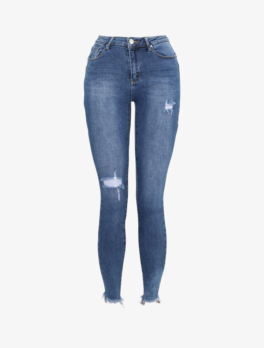 Jean push-up skinny gescheurd - Blauw - Image 3