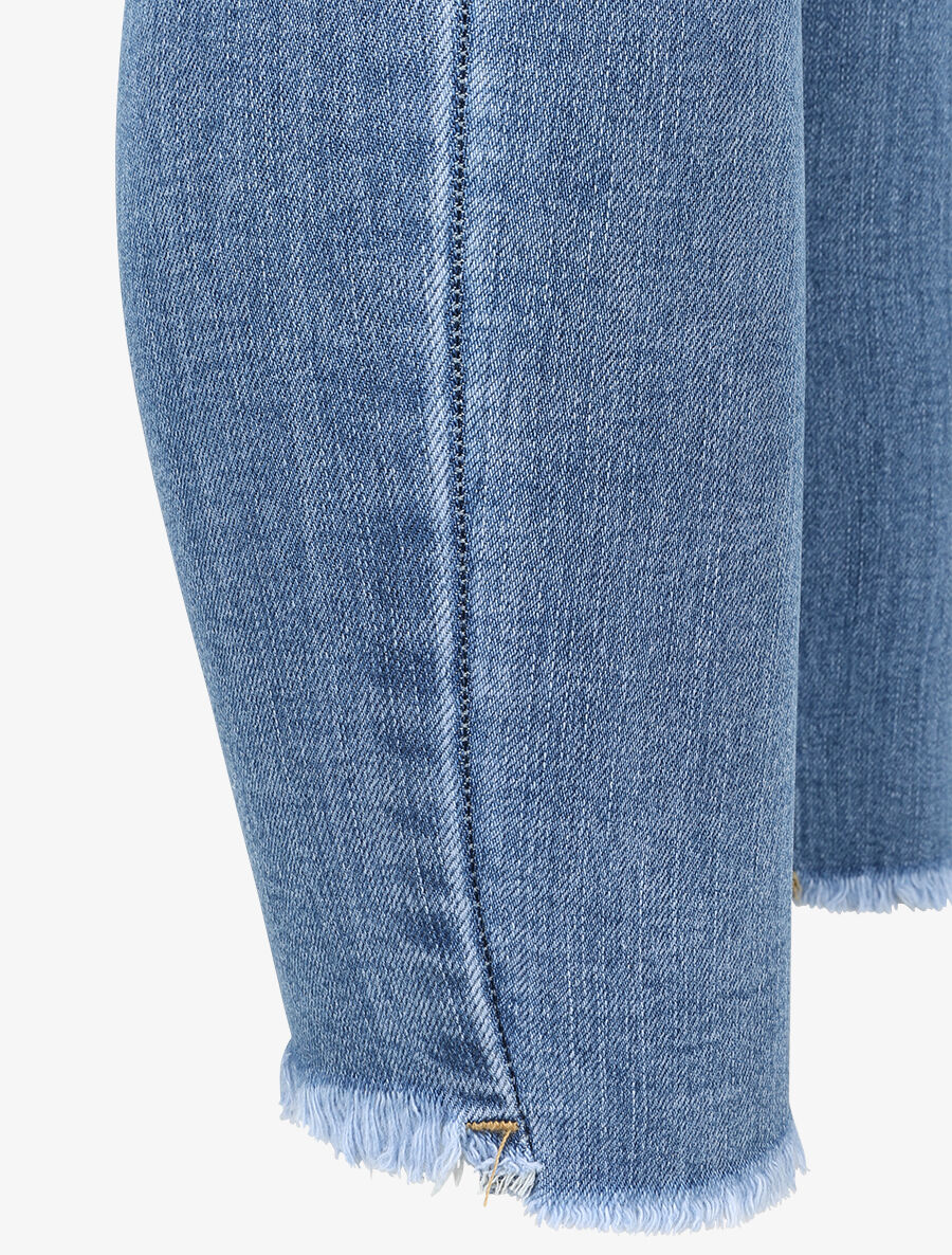 Jean push up skinny met rafelige randen - Blauw denim - Image 3