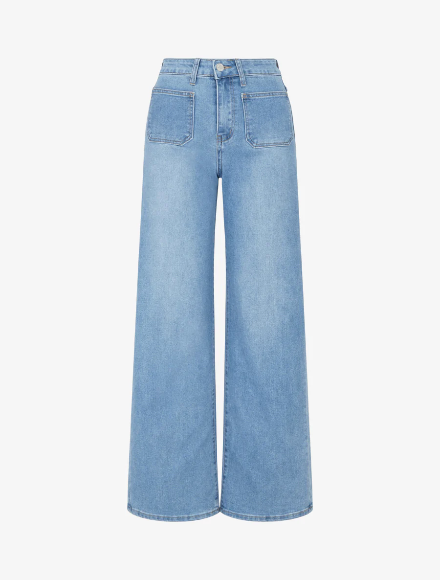 Jean push up wide leg rechte snit - Blauw - Image 3