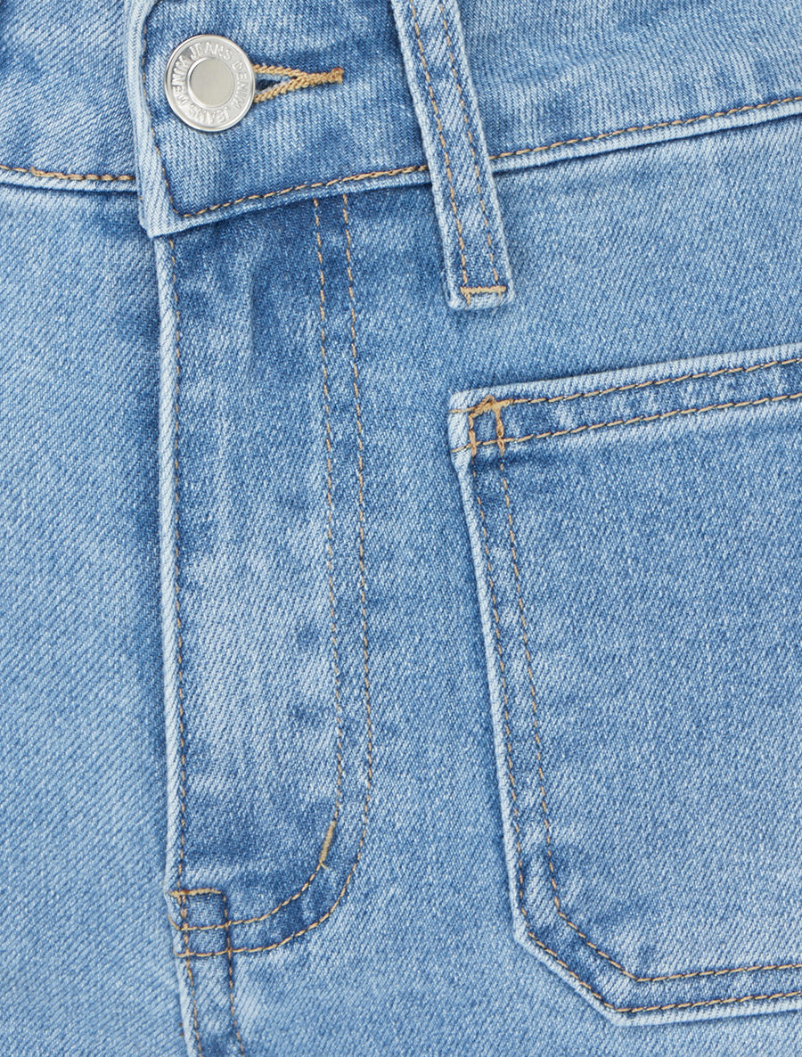 Jean push up wide leg rechte snit - Blauw - Image 4