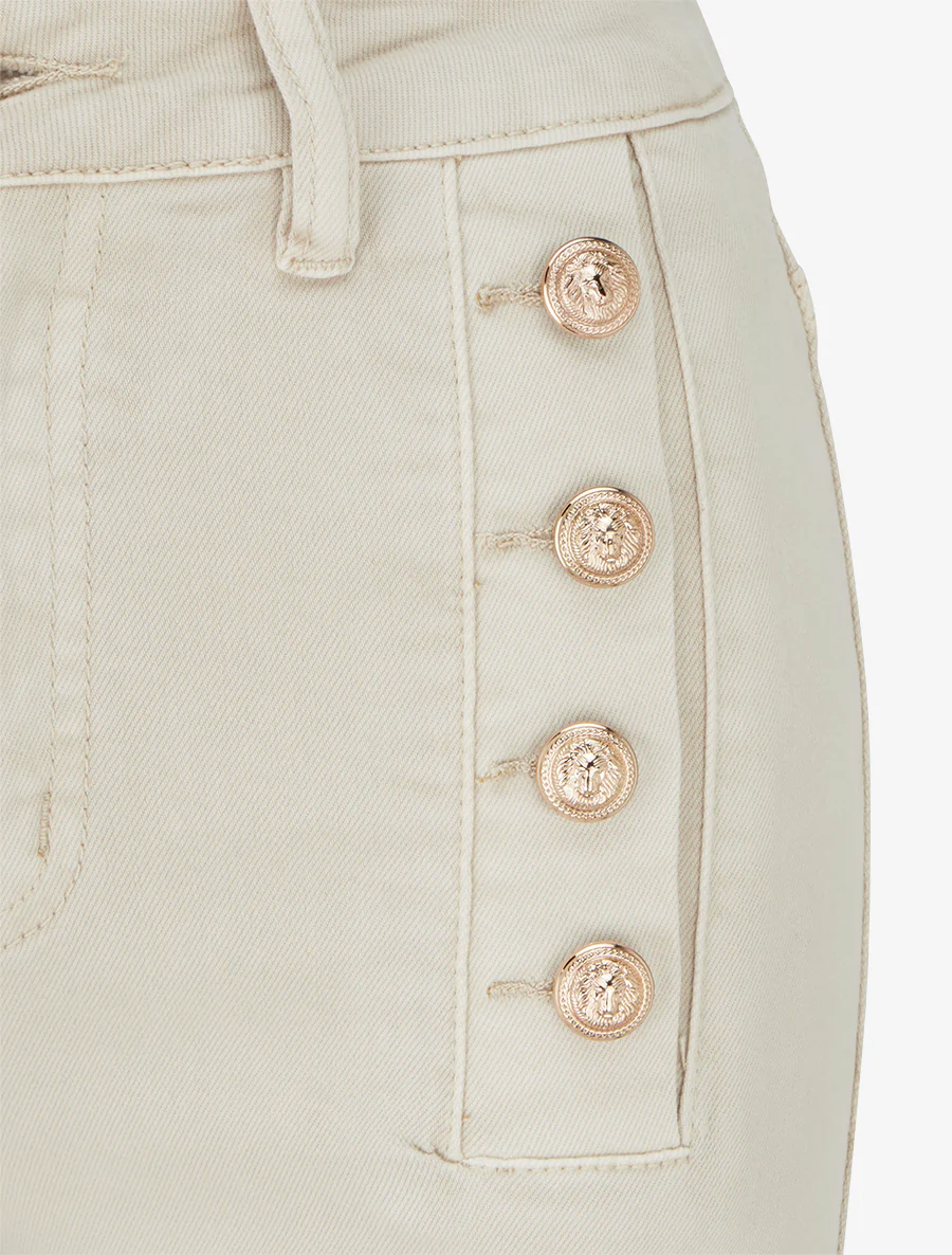 Jean rechte standaardmaat met knopen. - Beige - Image 3
