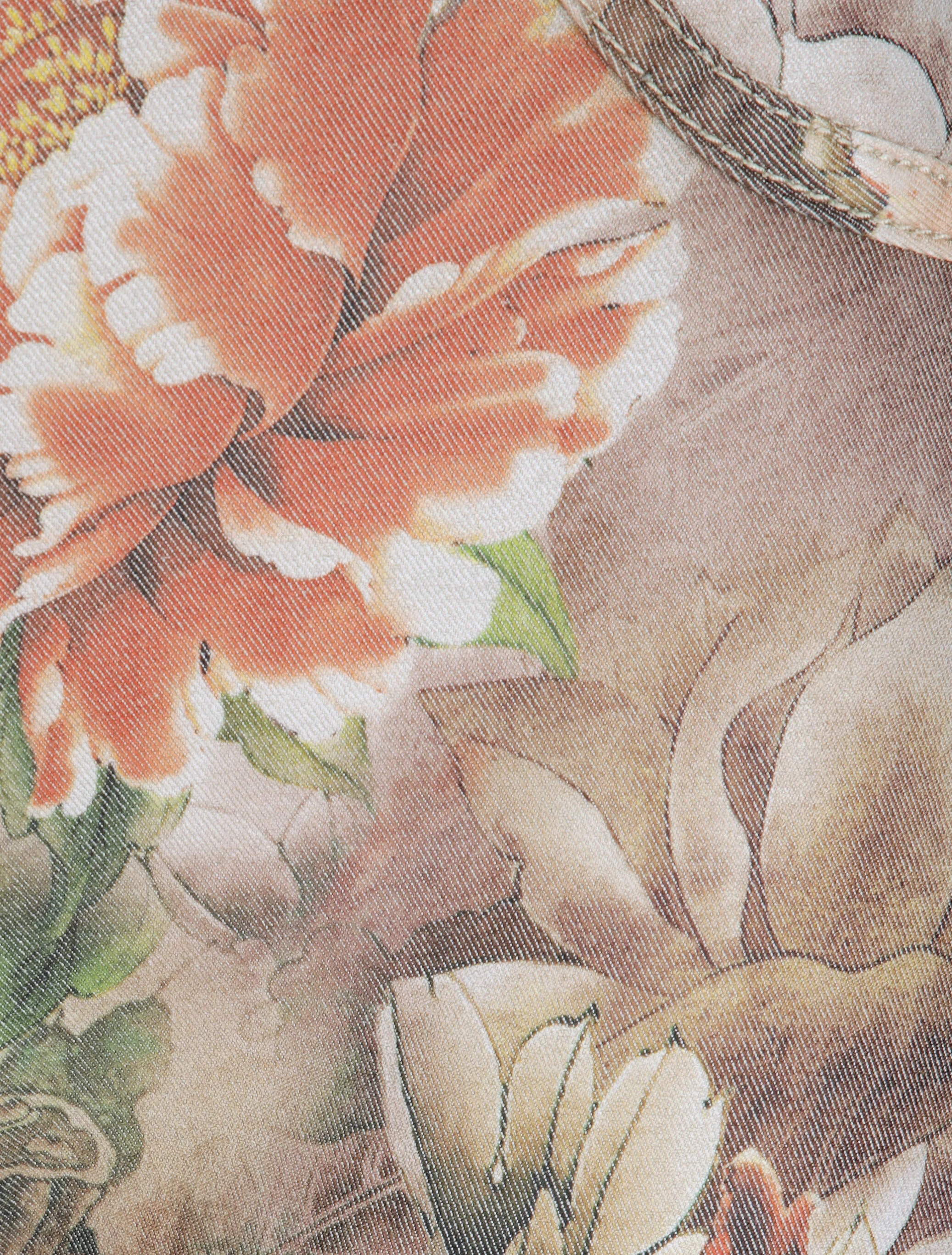 Jean reversibele slanke hoge taille gekreukt bloemenprint - Khaki - Image 5