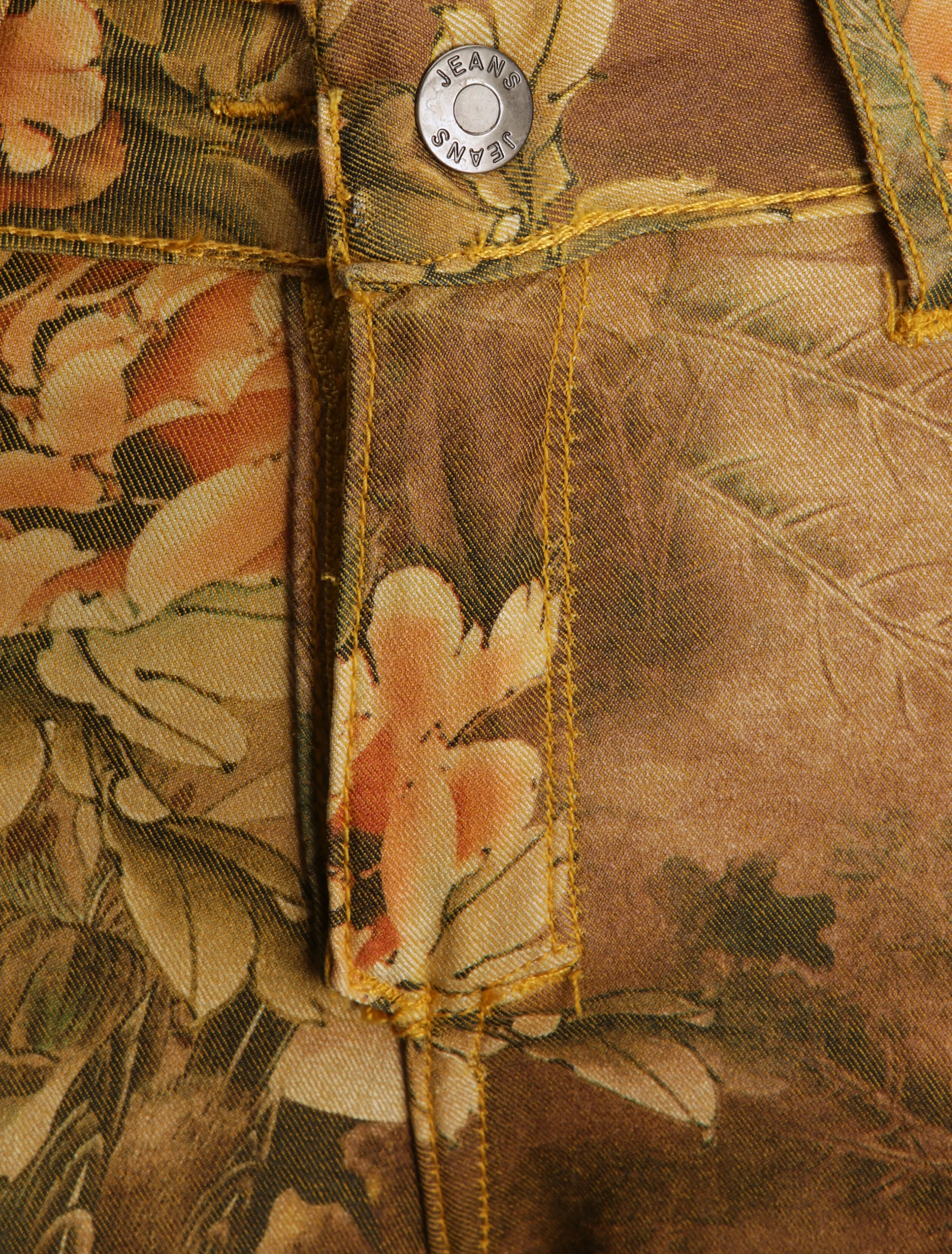Jean reversibele slanke hoge taille gekreukt bloemenprint - Mosterd - Image 5
