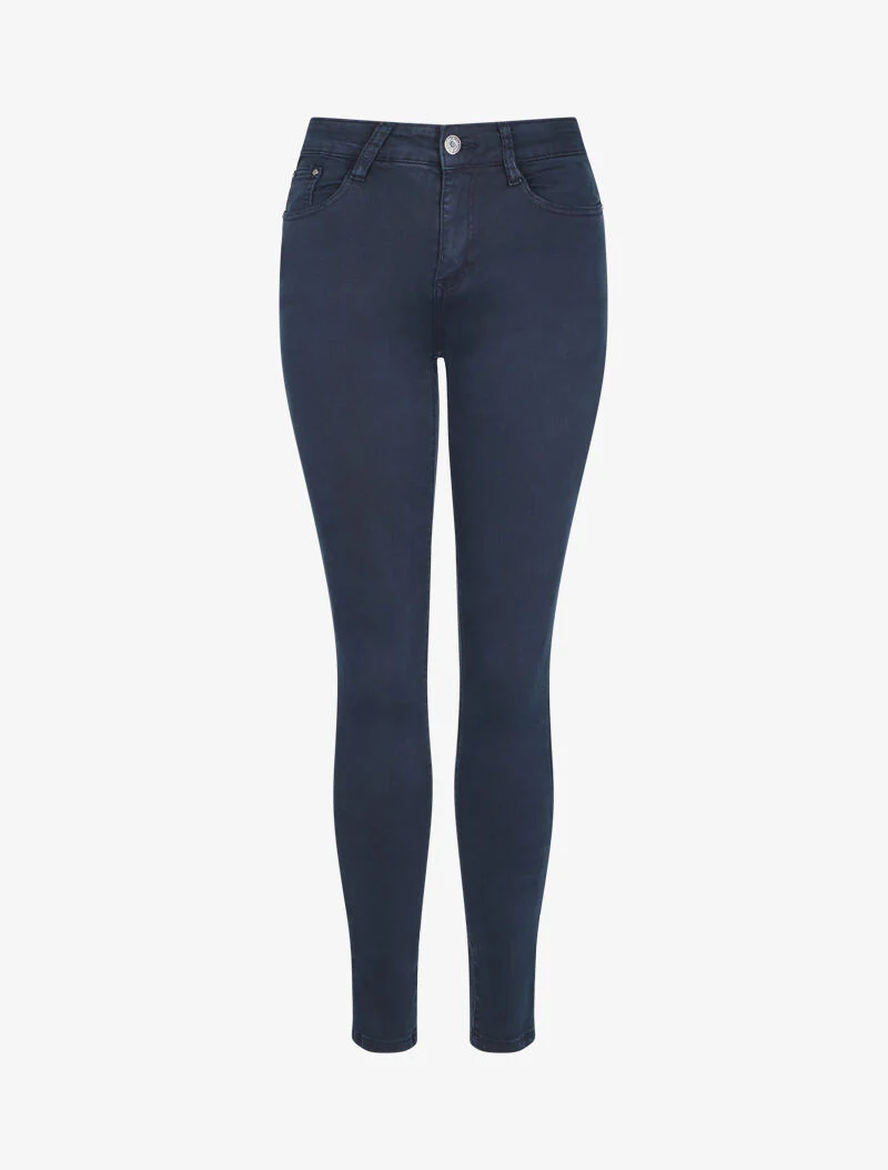 Hoge taille effen skinny jeans - Blauw