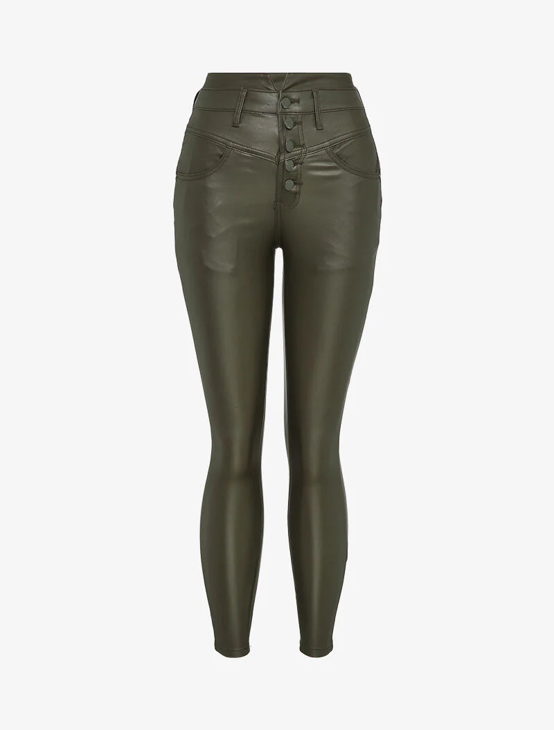 Skinny gecoate jeans - Kaki