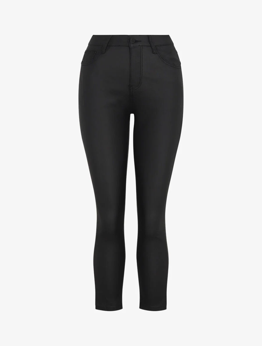 Skinny gecoate high-waist jeans - Zwart