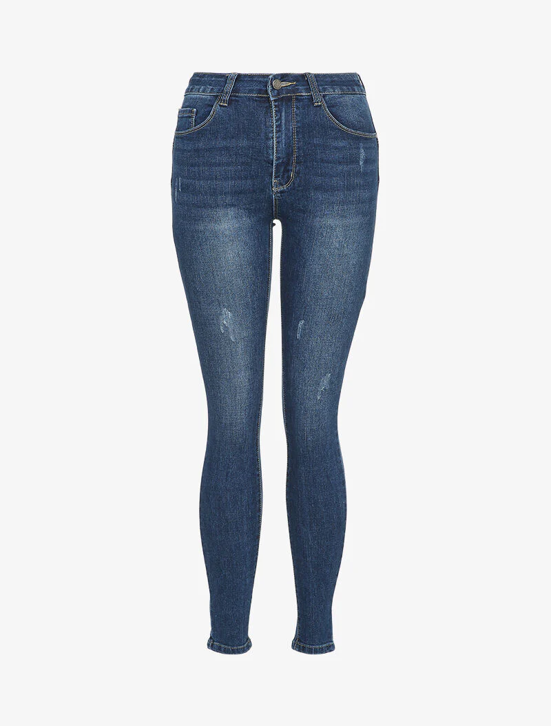 Jean skinny met merk - Blauw denim