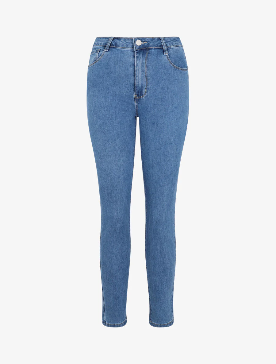 Skinny jeans hoge taille effen - Lichtblauw
